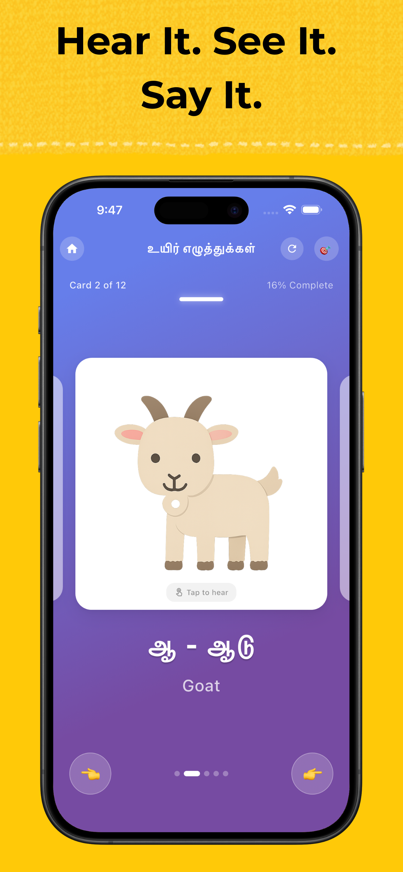 Learn Tamil Flashcards games screenshot